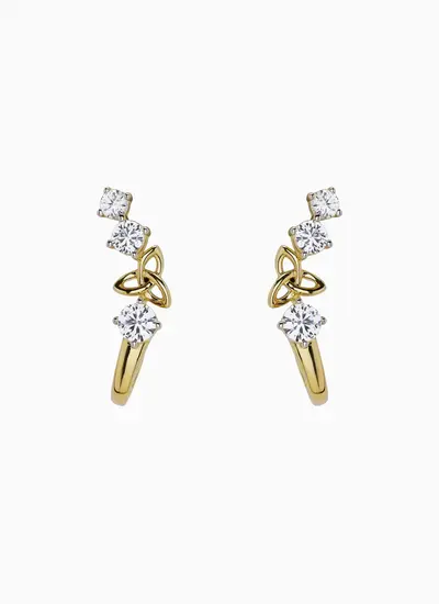 14K Vermeil Trinity Knot Curve with White Sapphire Earrings